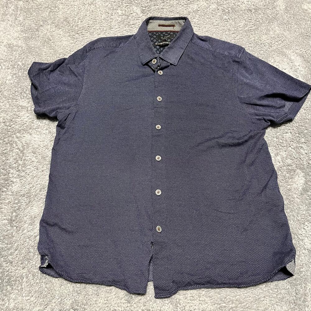 Ted Baker Shirt Mens Small Blue Short Sleeve Button